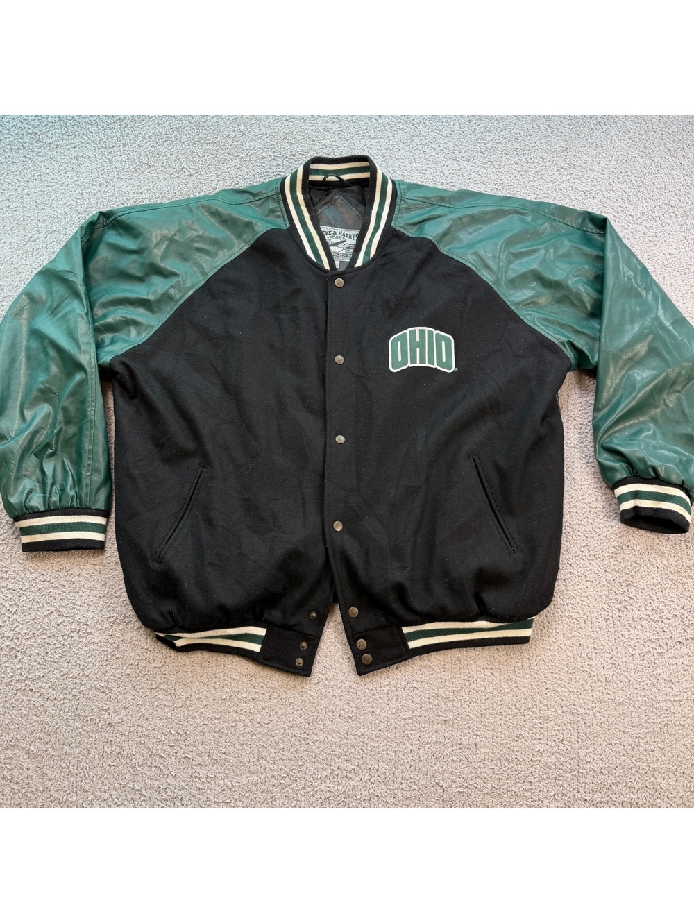 Vintage 90s Ohio University Bobcats Steve & Barry’s Varsity Jacket XXL Black